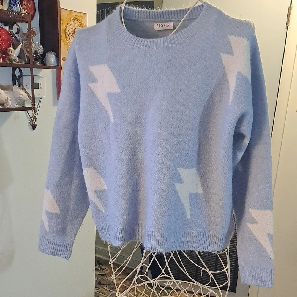 Storia Lightning Bolt Sweater, Sz L - Picture 1 of 6